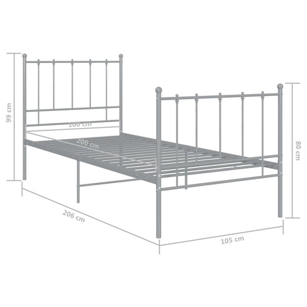 Graues Bettgestell Ince 100x200cm (Metall)
