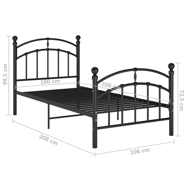 Schwarzer Bettrahmen Agrifina 100x200cm (Metall)