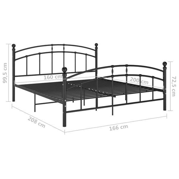 Schwarzes Bettgestell Agrifina 160x200cm (Metall)
