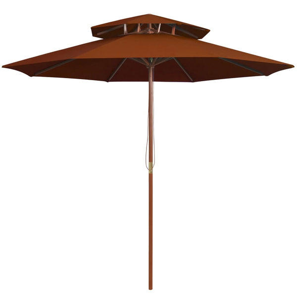Terrakotta Sonnenschirm Roni 270cm (Doppelschirm, Holzstiel)