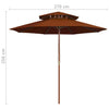 Terrakotta Sonnenschirm Roni 270cm (Doppelschirm, Holzstiel)