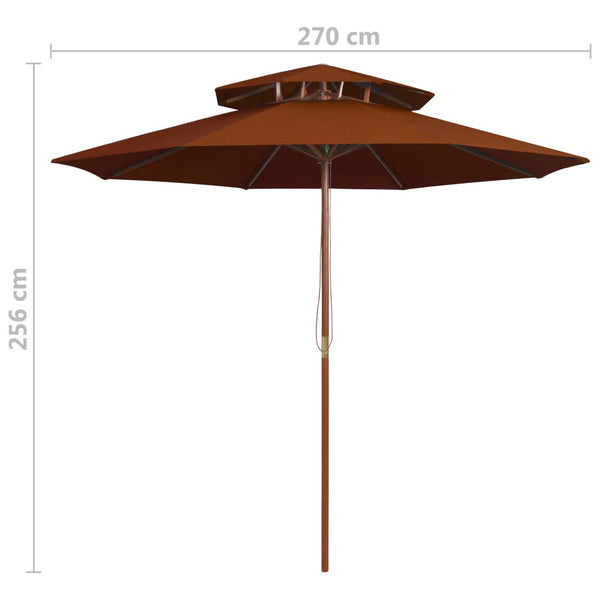 Terrakotta Sonnenschirm Roni 270cm (Doppelschirm, Holzstiel)