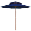 Blauer Sonnenschirm Roni 270cm (doppellagig, Holzpfosten)