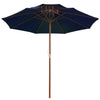 Blauer Sonnenschirm Roni 270cm (doppellagig, Holzpfosten)