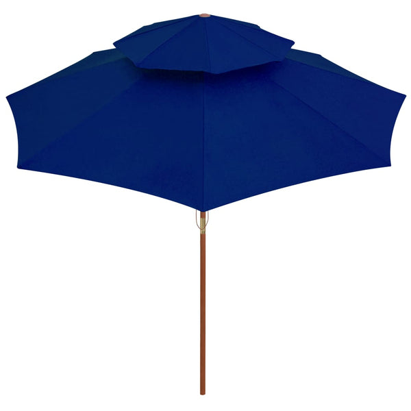 Blauer Sonnenschirm Roni 270cm (doppellagig, Holzpfosten)