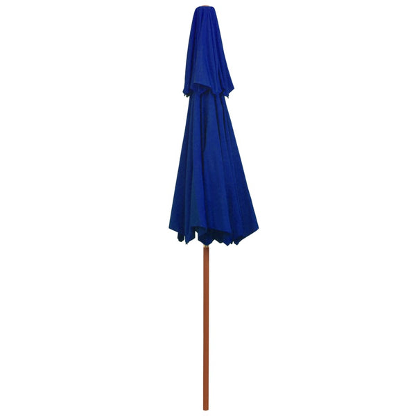 Blauer Sonnenschirm Roni 270cm (doppellagig, Holzpfosten)