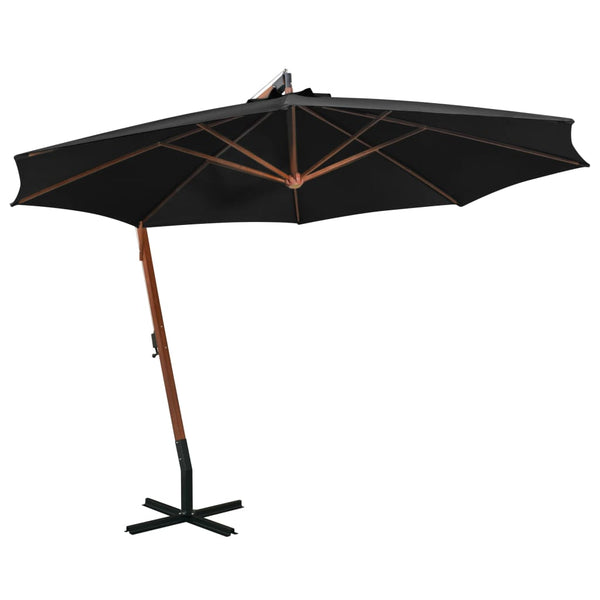 Schwarzer Hängeregenschirm mit Stange Sevia 3,5x2,9 m (sechs)
