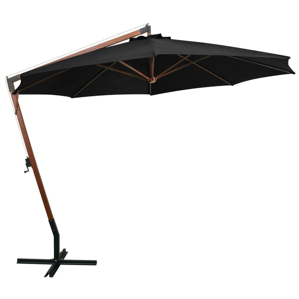Schwarzer Hängeregenschirm mit Stange Sevia 3,5x2,9 m (sechs)