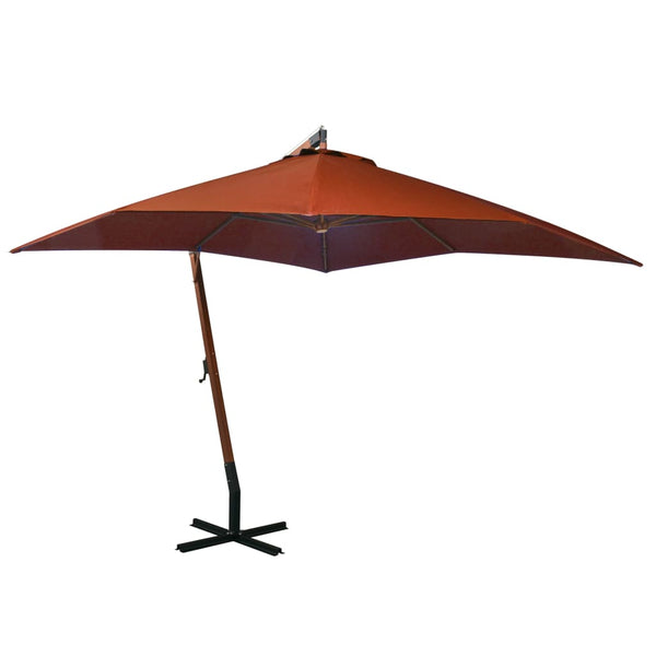 Terracotta hängender Sonnenschirm mit Stange Sevia 3x3 m (sechs)