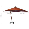 Terracotta hängender Sonnenschirm mit Stange Sevia 3x3 m (sechs)