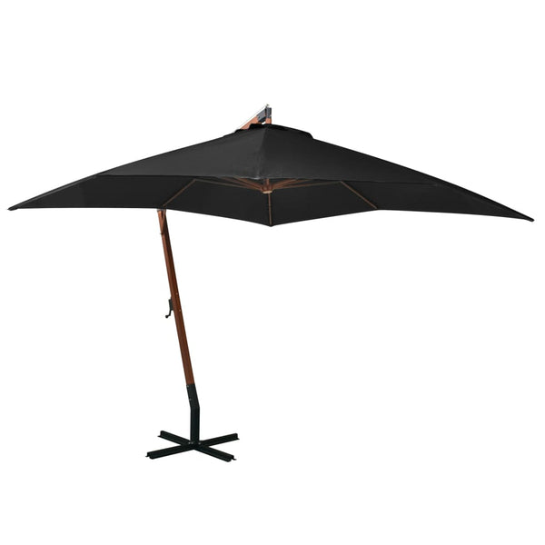 Schwarzer Ampelschirm mit Mast Sevia 3x3 m (sechs)