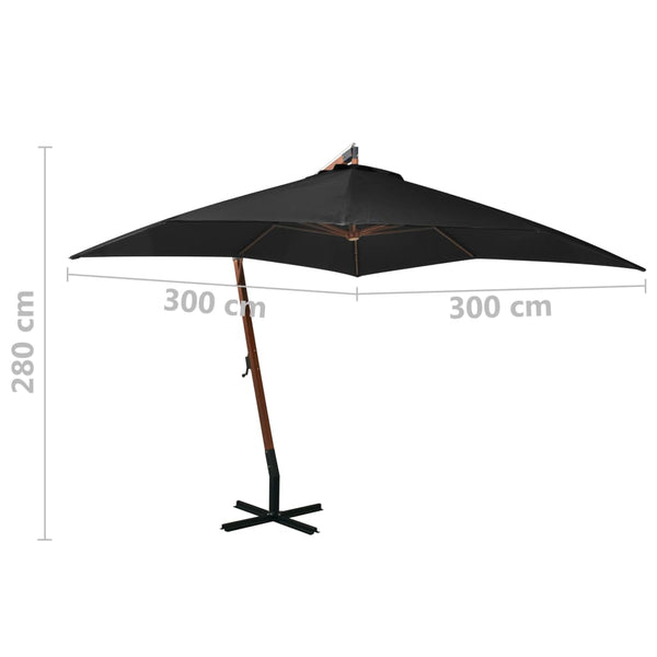 Schwarzer Ampelschirm mit Mast Sevia 3x3 m (sechs)
