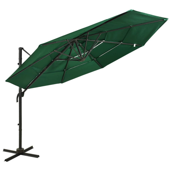 Grüner Sonnenschirm Shiloh 3x3 m (4-stufig, Aluminiumstange)