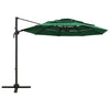 Grüner Sonnenschirm Shiloh 3x3 m (4-stufig, Aluminiumstange)
