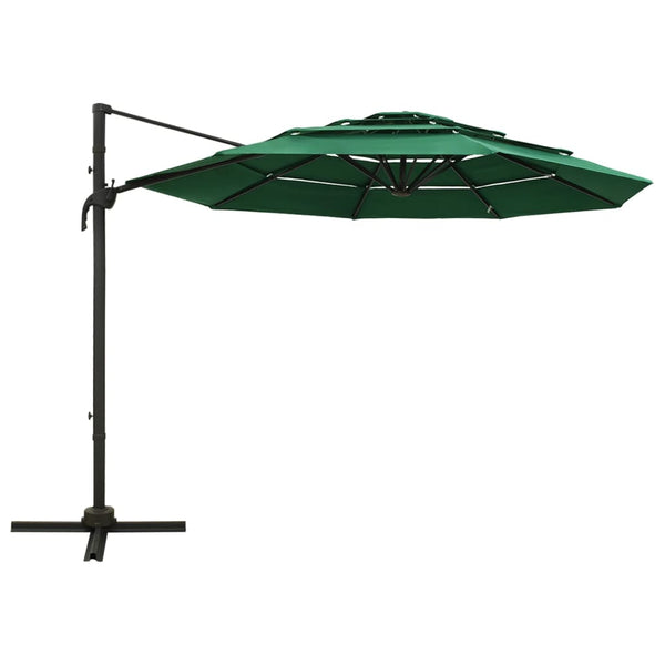 Grüner Sonnenschirm Shiloh 3x3 m (4-stufig, Aluminiumstange)