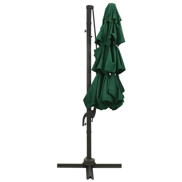 Grüner Sonnenschirm Shiloh 3x3 m (4-stufig, Aluminiumstange)