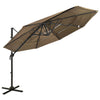 Braungrauer Sonnenschirm Shiloh 3x3 m (4-stufig, Aluminiummast)