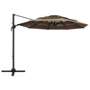 Braungrauer Sonnenschirm Shiloh 3x3 m (4-stufig, Aluminiummast)
