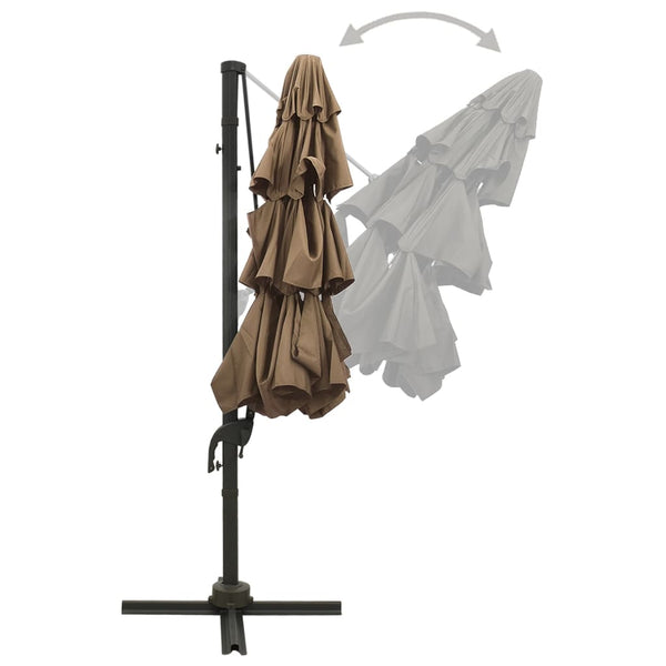 Braungrauer Sonnenschirm Shiloh 3x3 m (4-stufig, Aluminiummast)
