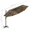 Braungrauer Sonnenschirm Shiloh 3x3 m (4-stufig, Aluminiummast)