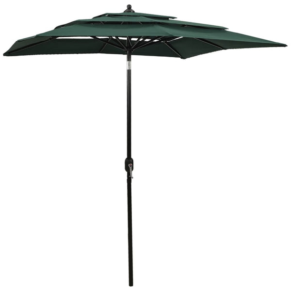 Grüner Sonnenschirm Marylee 2x2 m (3-stufig, Aluminiumstange)