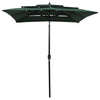 Grüner Sonnenschirm Marylee 2x2 m (3-stufig, Aluminiumstange)