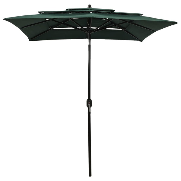 Grüner Sonnenschirm Marylee 2x2 m (3-stufig, Aluminiumstange)