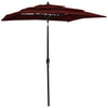 Weinroter Sonnenschirm Marylee 2x2 m (3-stufige Aluminiumstange)