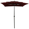 Weinroter Sonnenschirm Marylee 2x2 m (3-stufige Aluminiumstange)
