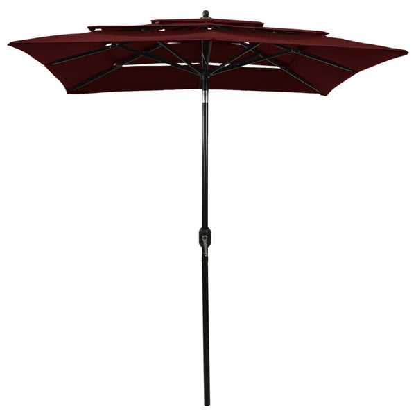 Weinroter Sonnenschirm Marylee 2x2 m (3-stufige Aluminiumstange)
