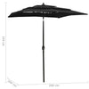 Schwarzer Sonnenschirm Marylee 2x2 m (3-stufig, Aluminiumstange)