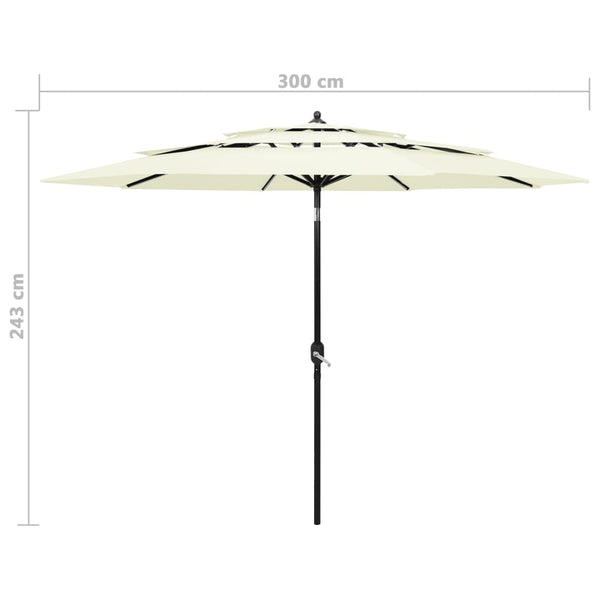 Sonnenschirm Savola Sand 3 m (3-stufige Aluminiumstange)