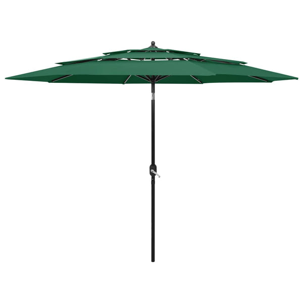 Grüner Sonnenschirm Savola 3 m (3-stufig, Aluminiumstange)