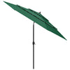 Grüner Sonnenschirm Savola 3 m (3-stufig, Aluminiumstange)