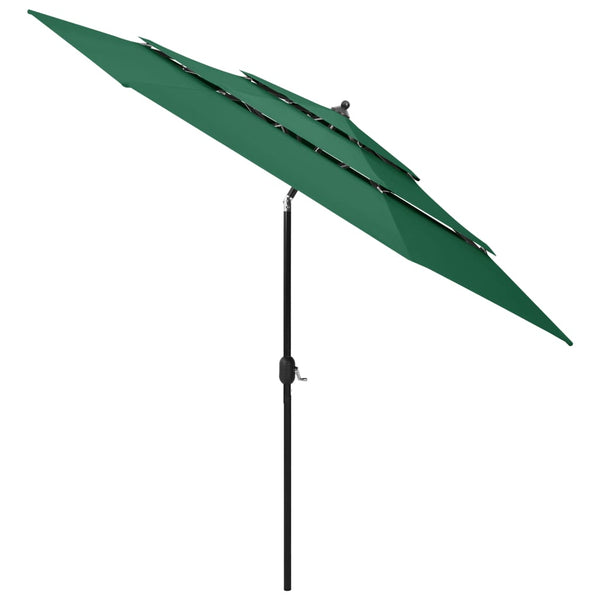 Grüner Sonnenschirm Savola 3 m (3-stufig, Aluminiumstange)