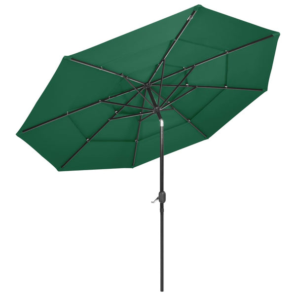 Grüner Sonnenschirm Savola 3 m (3-stufig, Aluminiumstange)