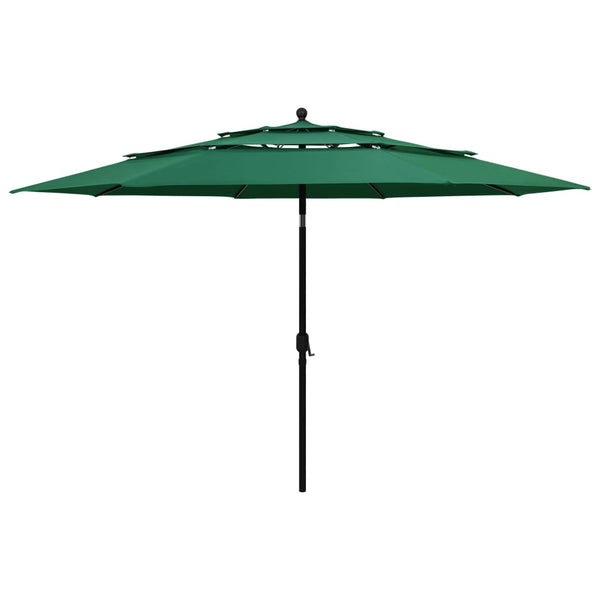 Grüner Sonnenschirm Savola 3,5 m (3-stufig, Aluminiummast)