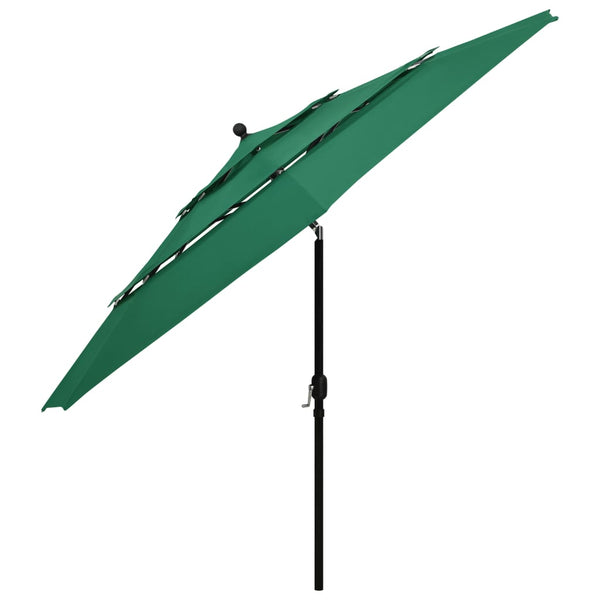 Grüner Sonnenschirm Savola 3,5 m (3-stufig, Aluminiummast)