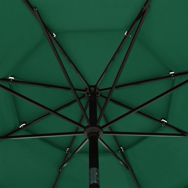 Grüner Sonnenschirm Savola 3,5 m (3-stufig, Aluminiummast)