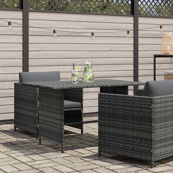Grauer Garten-Esstisch Kindra 110x70x65cm (Polyrattan)
