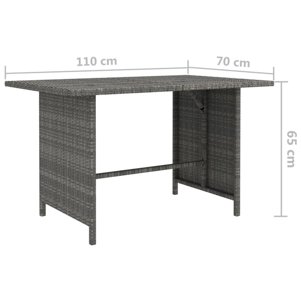 Grauer Garten-Esstisch Kindra 110x70x65cm (Polyrattan)