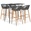 5-teiliges Bartisch-Set, Schwarz und Grau
