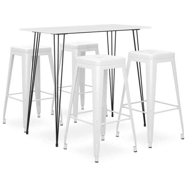 5-teiliges Bartisch-Set, weiß