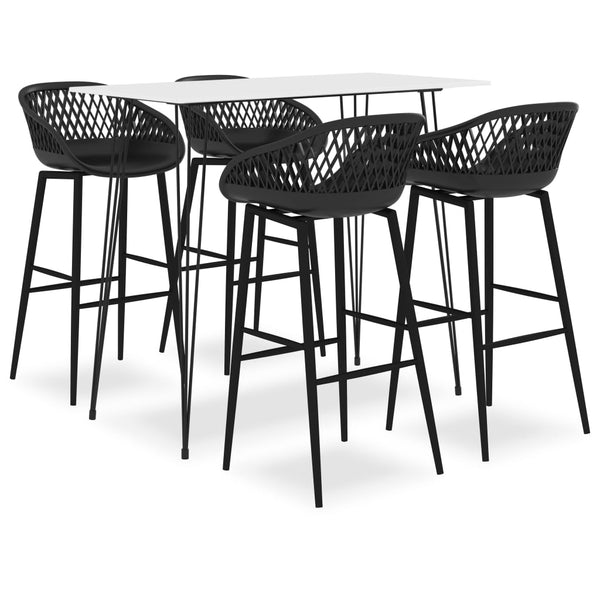 5-teiliges Bartisch-Set schwarz-weiß