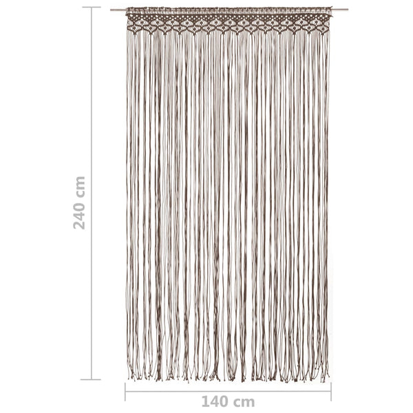 Graubrauner Makramee-Vorhang Adinus 140x240cm (Baumwolle)