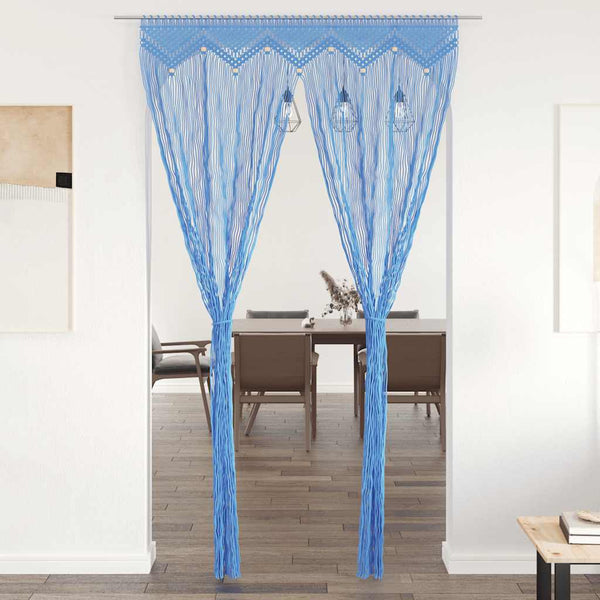 Blauer Makramee-Vorhang Visztian 140x240cm (Baumwolle)