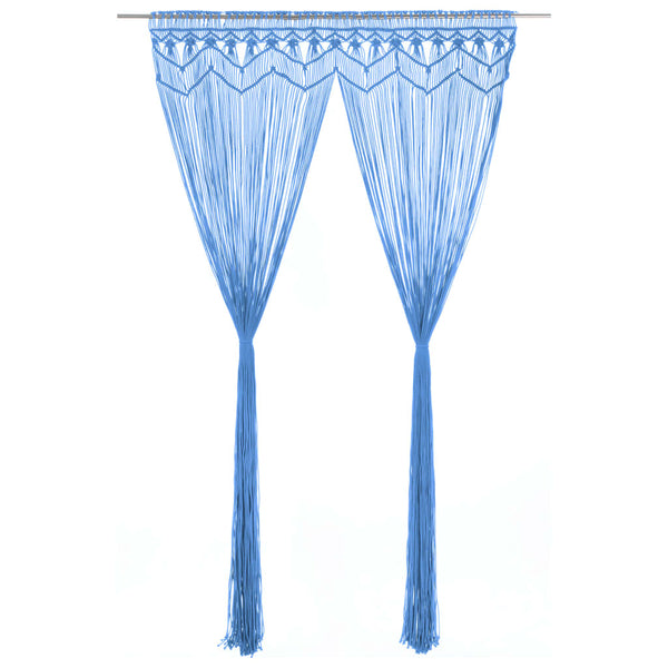 Blauer Makramee-Vorhang Ilario 140x240cm (Baumwolle)