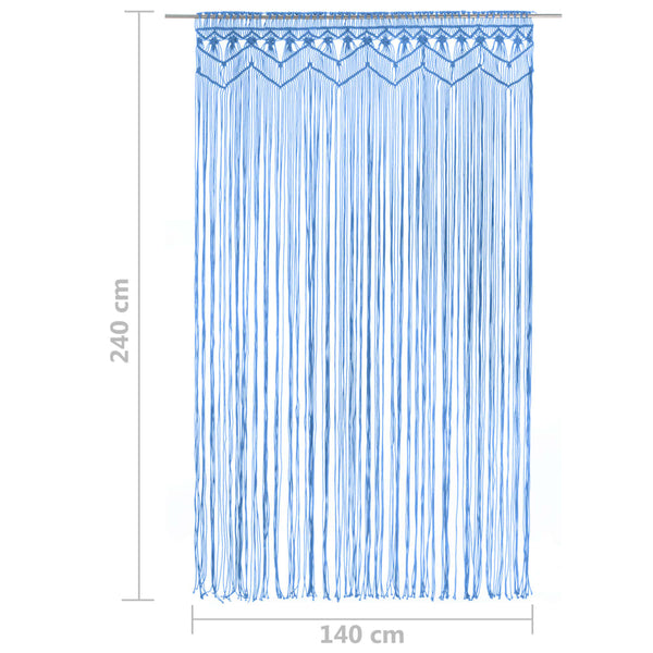 Blauer Makramee-Vorhang Ilario 140x240cm (Baumwolle)