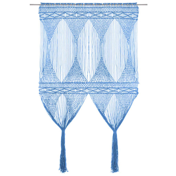 Blauer Makramee-Vorhang Isadore 140x240cm (Baumwolle)