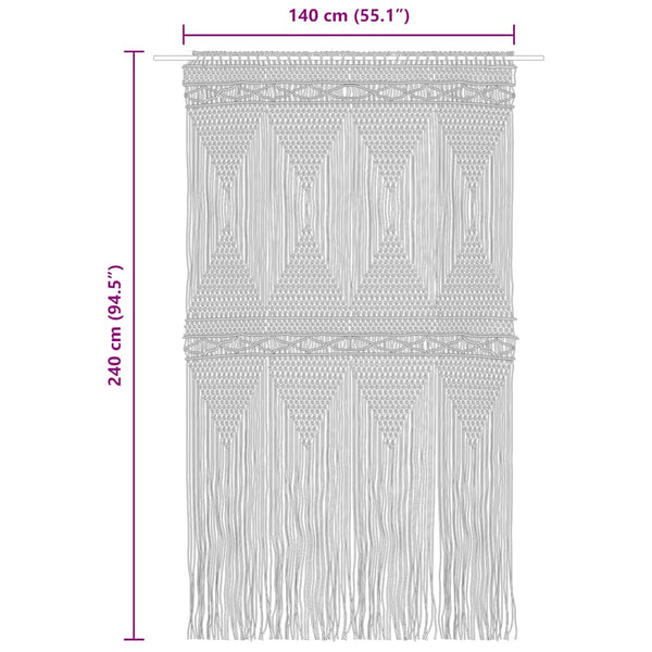 Blauer Makramee-Vorhang Isadore 140x240cm (Baumwolle)